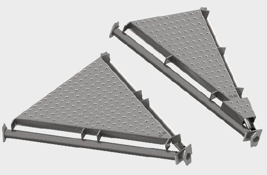 Triangular infillers for Cuplock scaffolding