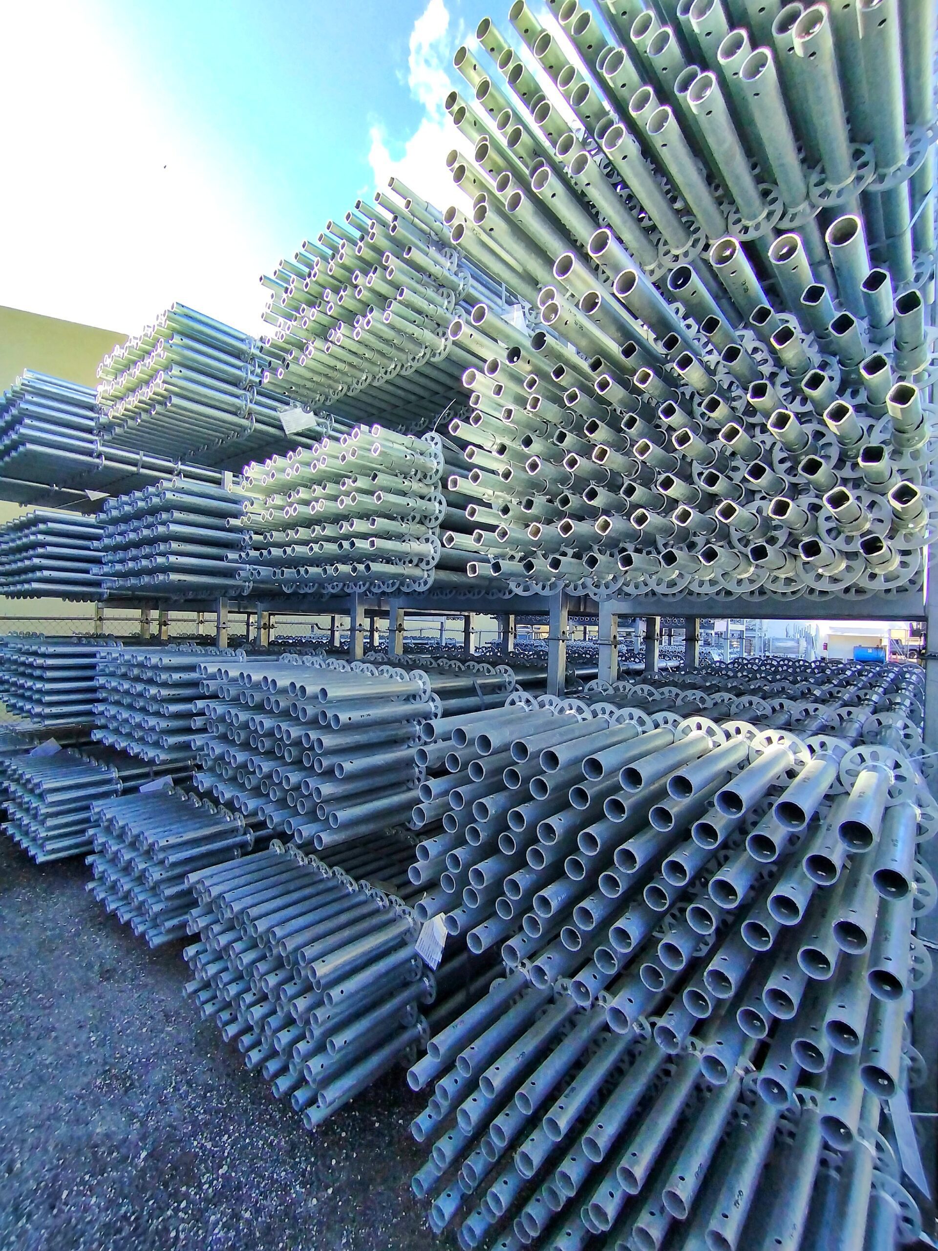 Scaffolding in use at a construction site.